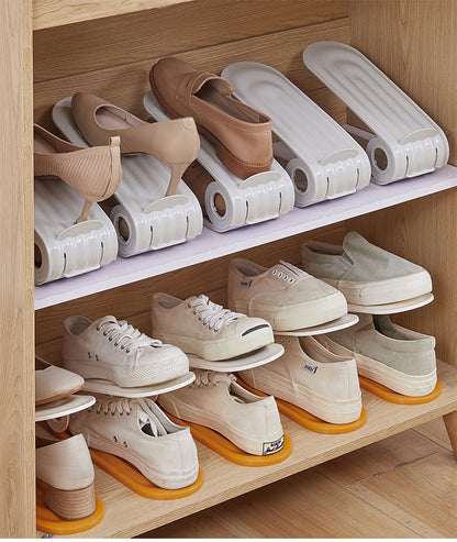 Plastic Double Layer Integrated Adjustable Shoe Rack Storage The Trendiq Shop