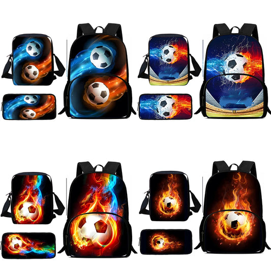 3Pcs Set Sports Football Child Backpacks Shoulder Bag Pencil Case Pupil Large Capacity School Bags for Boys Girls Best Gift The Trendiq Shop